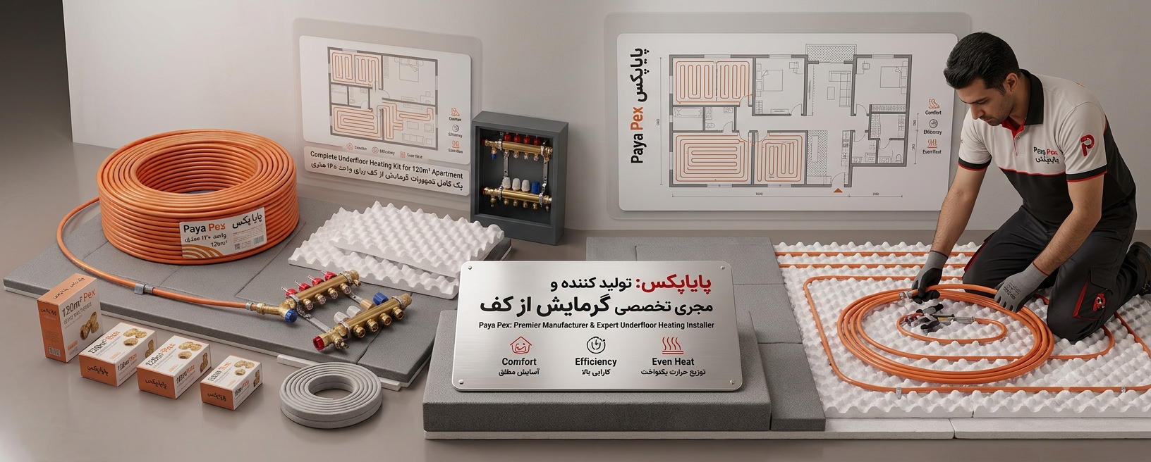 پایاپکس تولید کننده تمام تجهیزات گرمایش از کف از صفر تا صد است. تمام تولیدات پایاپکس دارای ضمانت بوده و بهترین کیفیت را دارد. 