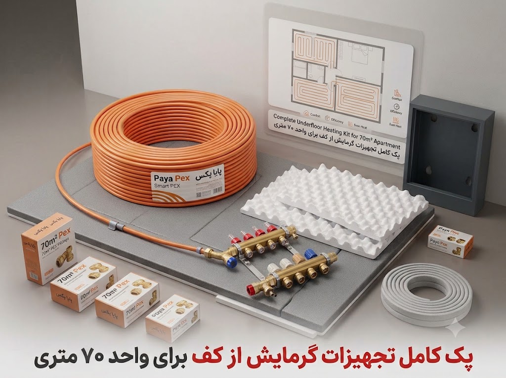 گرمایش از کف واحد 70متری